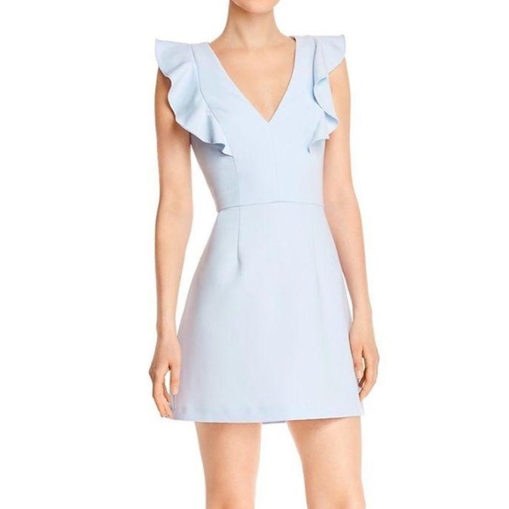 Light Blue Ruffle Sleeve Mini Dress - Picture 4 of 5